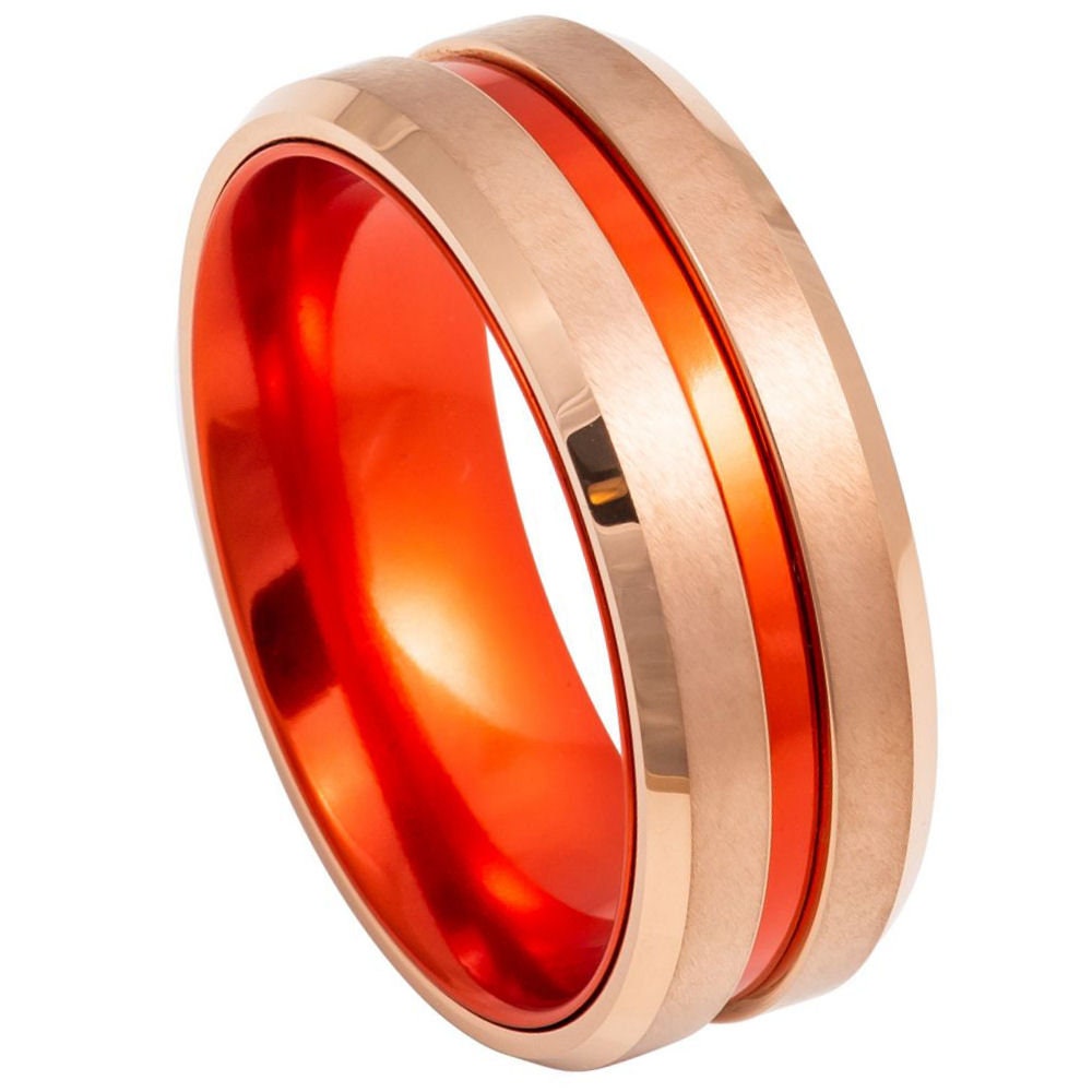 Orange tungsten shop ring