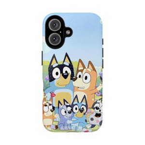 Cute Bluey Phone Case, Tough Cases for Kids, Cartoon Animal Phone Cover, Gift for Bluey Fans, Fun Phone Accessory