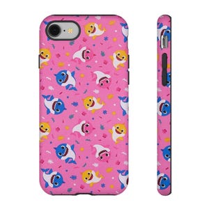 Bonita funda para teléfono con diseño de tiburón bebé, resistente, regalo divertido para niños, impermeable, ideal para cumpleaños y festividades.