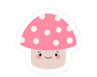 Pastel mushroom kawaii food stickers, cottagecore mushroomcore, cute planner laptop waterbottle decal