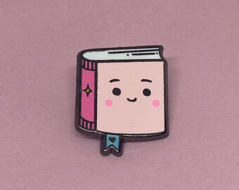 Kawaii book enamel pin | gifts for readers librarians | book lover nerd | bookish reading bibliophile | bookstagram literary lapel badge