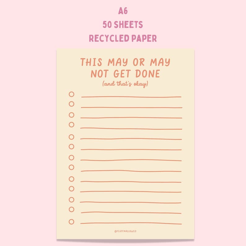 A6 may or may not get done checklist pad self care mental health memo desk pad to do shopping list positive affirmation office supplies image 1