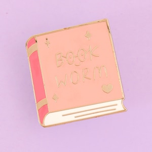 Bookworm reading enamel pin, gift for pin collectors, bookish pin, Bibliophile, book lover, book nerd, novel lover, gifts for readers