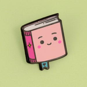 Kawaii book enamel pin | gifts for readers librarians | book lover nerd | bookish reading bibliophile | bookstagram literary lapel badge