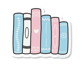 Trans book stack subtle LGBTQ+ reading vinyl sticker