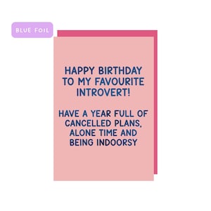 Tarjeta de felicitación HBD Introvert, regalos para mejor amiga, tarjeta de cumpleaños para seres queridos, tarjeta de cumpleaños, tarjeta de cumpleaños para ella, tarjeta de cumpleaños