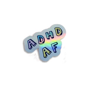 Pegatina holográfica para TDAH / Regalos divertidos y malsonantes para la salud mental / Orgullo de la neurodiversidad neurodivergente / Calcomanía divertida para TDAH / Portátil impermeable