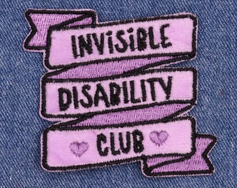Parche termoadhesivo con la bandera bordada del Club de Discapacitados Invisibles, parche para la fatiga crónica, parche para el TDAH y el autismo, parche que afirma los derechos de las personas con discapacidad.