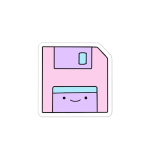 Pegatina de vinilo de disquete kawaii, calcomanía de estética tecnológica retro, linda pegatina Y2K para computadora portátil, diario o botella de agua