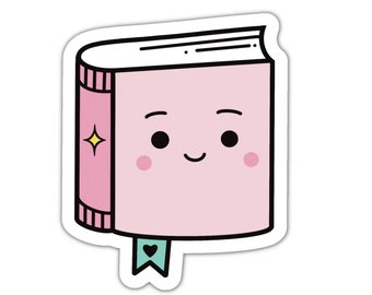 Kawaii happy book reading vinyl sticker