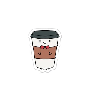 Adesivo in vinile per tazza da caffè kawaii / Adesivi adorabili e carini per il cibo / Regali per gli amanti del caffè / Decalcomania per bottiglia d'acqua impermeabile