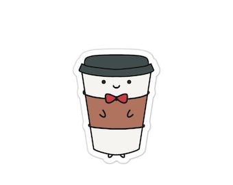 Kawaii coffee mug vinyl sticker | Cute adorable food stickers | coffee brew lover friend gifts | waterproof waterbottle decal
