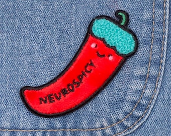 Neurospicy funny neurodivergent embroidered iron-on patch, funny embroidered neurodivergent patch, mental health humour, adhd pride patch