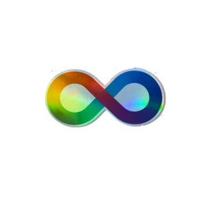 Regenbogen Unendlichkeit holographische Vinyl Aufkleber | autistischer Neurovielfalt Pride | Adhd Autismus Dyslexie Dyspraxie Akzeptanz | Neurodiversent