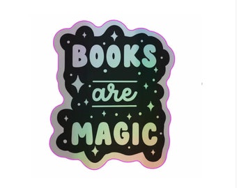 Books are magic reading holographic vinyl sticker