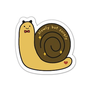 Adesivo de vinil de caracol kawaii | Adesivo fofo de animal gordinho para laptop | Adesivos de hidrofrasco à prova d'água | Presente de positividade, saúde mental e atenção plena