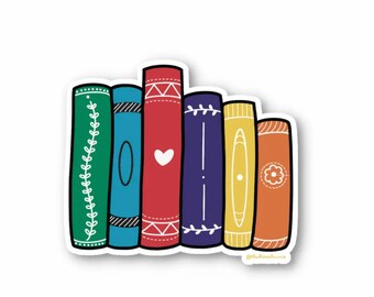 Pride book stack subtle LGBTQ+ reading vinyl sticker