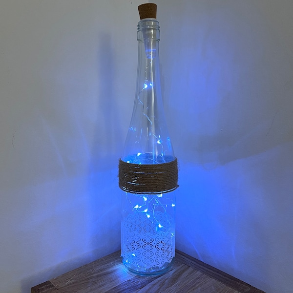 Deko Weinflasche mit LED Draht Lichterkette / Lichter Flasche / USB aufladbar