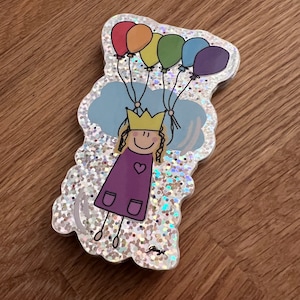 Sketchnotes Glitzer-Aufkleber / Sticker mit der kleinen Prinzessin / 4,9 x 8,1 cm