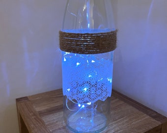 Deko Weinflasche mit LED Draht Lichterkette / Lichter Flasche / USB aufladbar