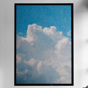 Blue Sky Cloud-print: minimalistische zomermuurkunst (digitale download, 300 dpi jpg&#39;s)