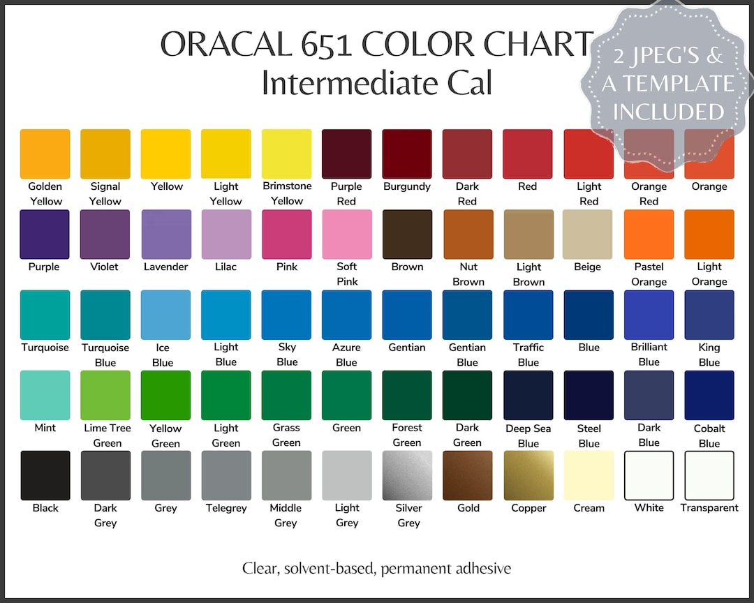 ORACAL 651 Color Chart Oracle 651 Permanent Vinyl Color Guide, 2 Ready ...