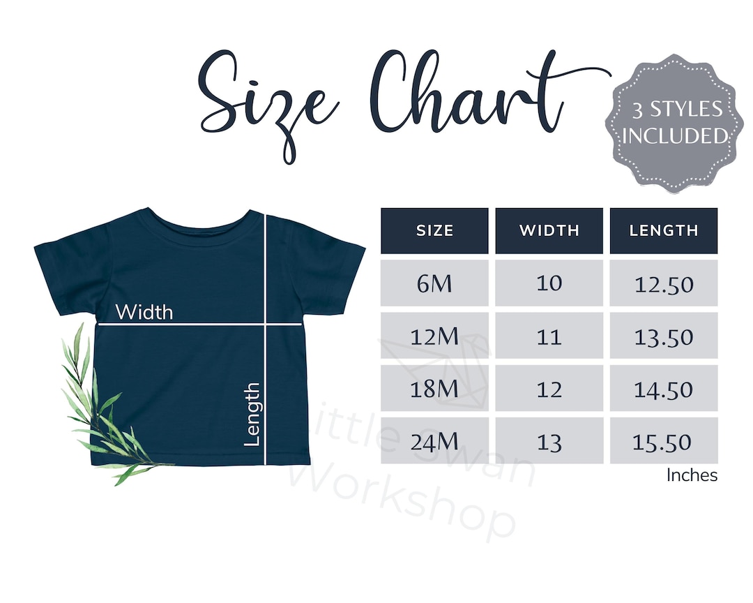 Rabbit Skins 3322 Size Chart Infant Tshirt Size Guide Baby Etsy