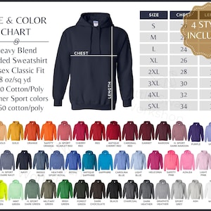 Gildan 18500 Farbtabelle - Gildan G185 Kapuzen-Sweatshirt Größen- und Farbführer - 18500 Jede Farbe Mockups Farbtabelle - Alle Farben 2023