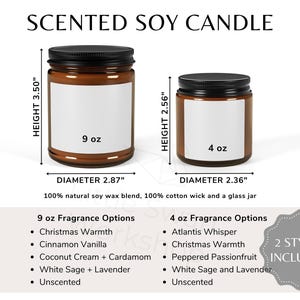 Maattabel sojageurkaars, 4oz 9oz amberpot (digitale download)