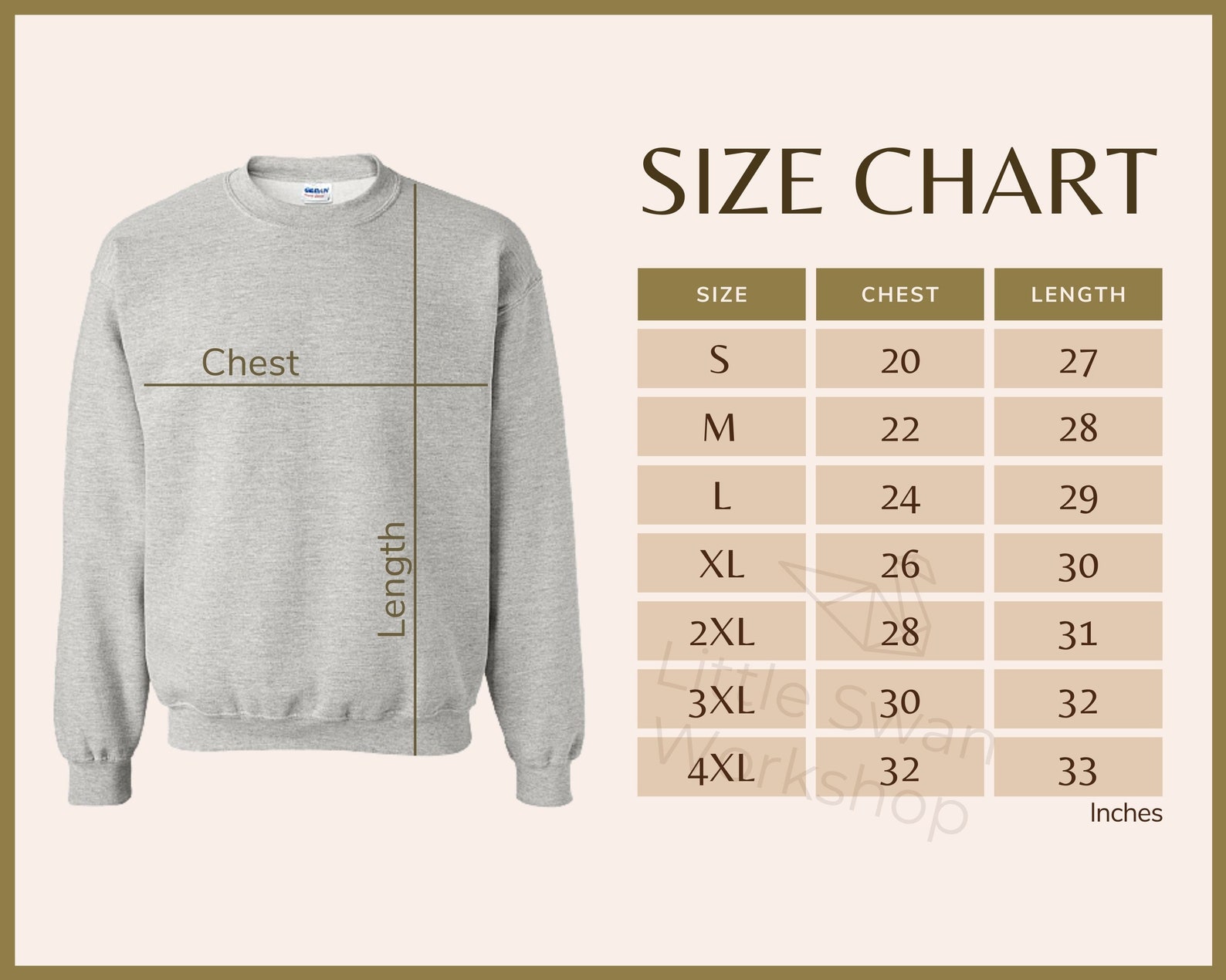 Gildan 18000 Size Chart G180 Sweatshirt Size Guide Gildan 1800 Mockup ...