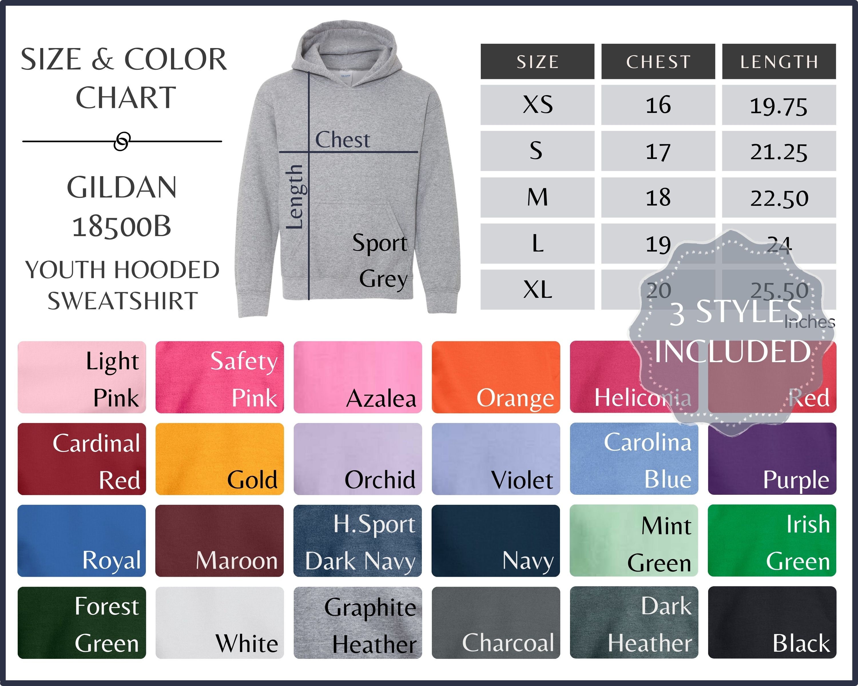 gildan 18500b size chart