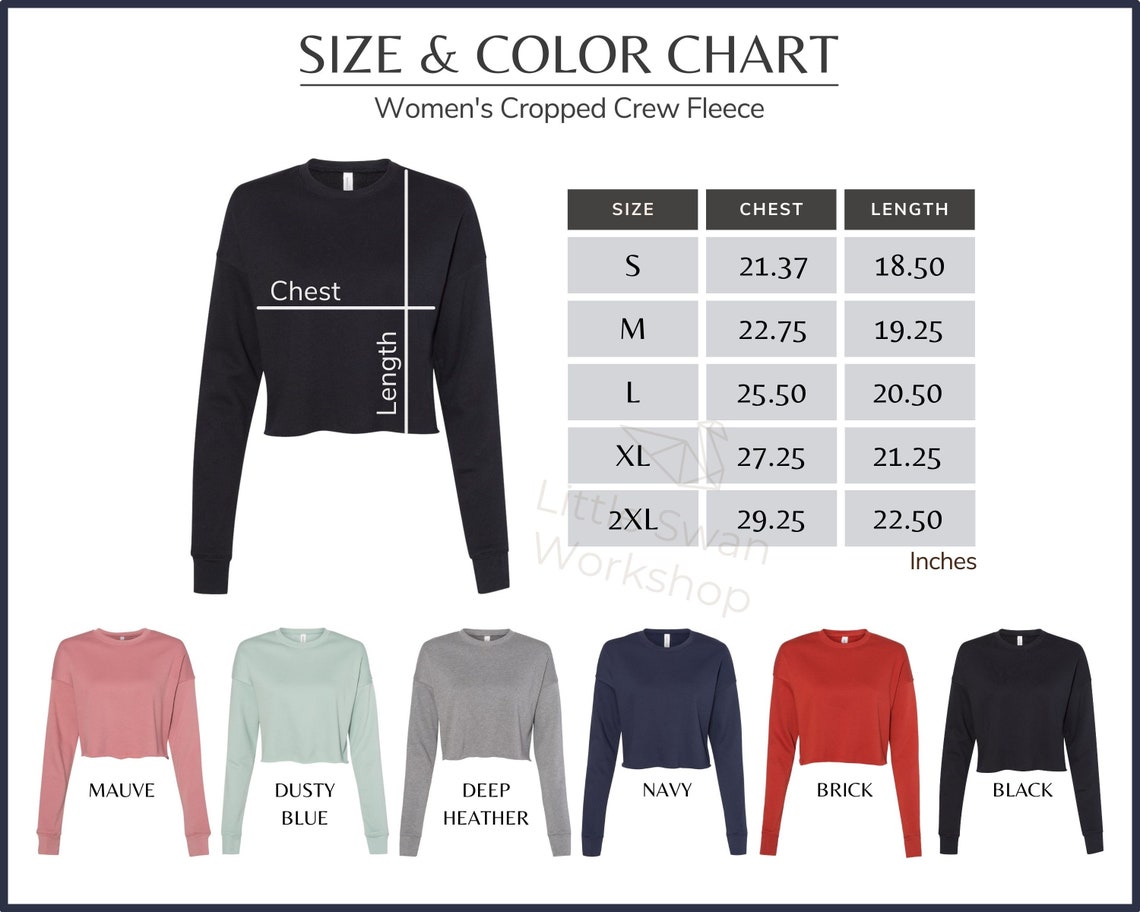 bella canvas sweatshirt size chart