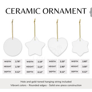 Ceramic Ornament Size Chart, Sizing Guide for All Shapes, 2 versions included