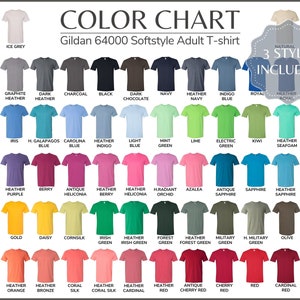 Gildan 64000 Color Chart 640 Color Chart Crew Neck Every | Etsy