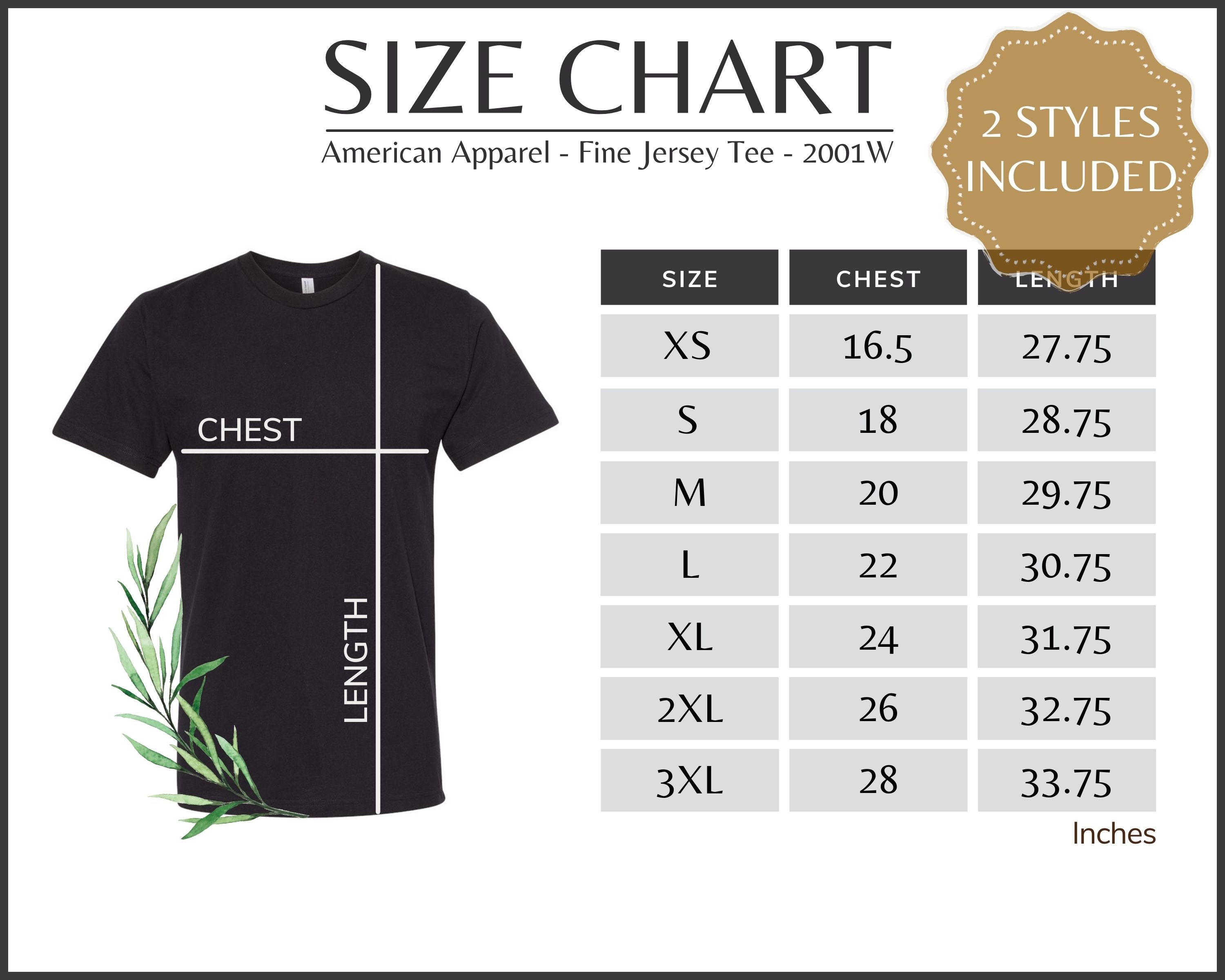 Queen Apparel Size Chart