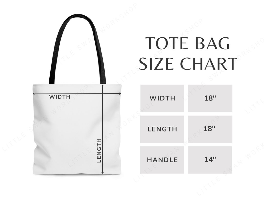 Aop Tote Bag Size Chart All Over Print Generic Brand Tote - Etsy