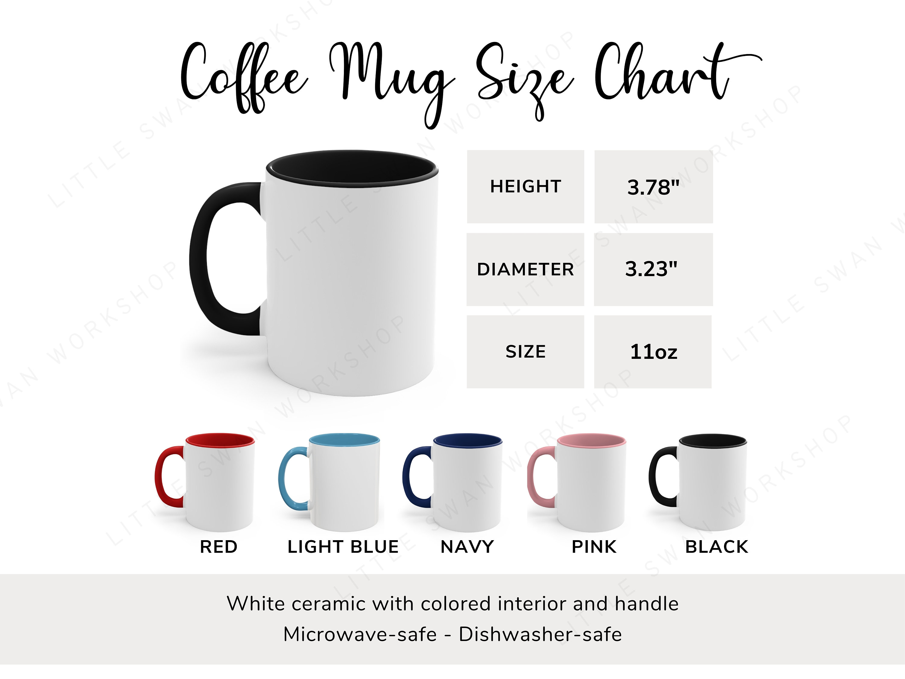 Accent Coffee Mug Size Chart: 11oz Color Guide (digital Download) - Etsy