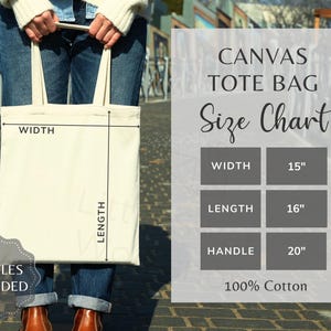 Canvas Tote Bag Size Chart, Liberty Bags OAD113 Tote Size Guide, Printify Tote Bag Sizing Table