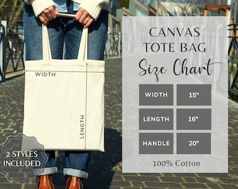 Op de afbeelding: Crèmekleurige canvas tote bag met afmetingen weergegeven. De breedte van de tas is 38 cm, de lengte is 41 cm en de handvatlengte is 51 cm. De tekst op de afbeelding luidt "Canvas Tote Bag" en "100% Katoen."