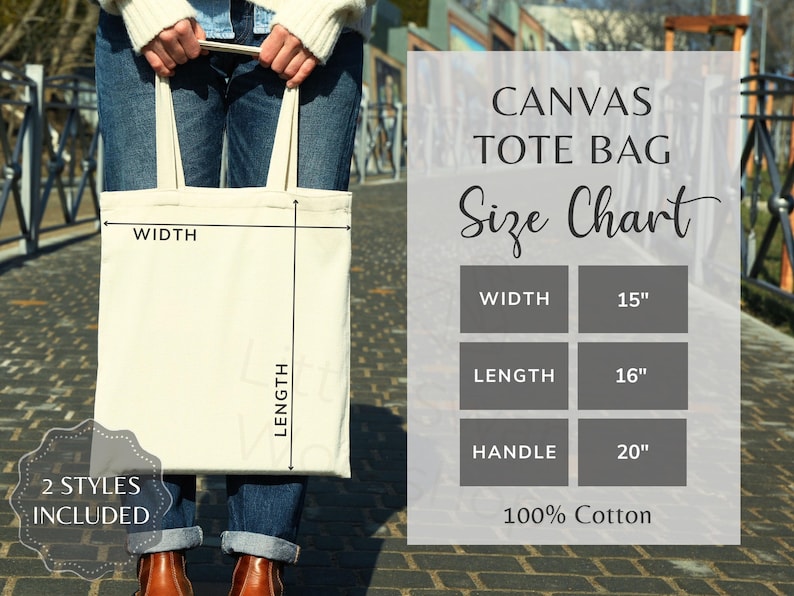 Canvas Tote Bag Size Chart: Liberty Bags OAD113 (Digital Download) image 1