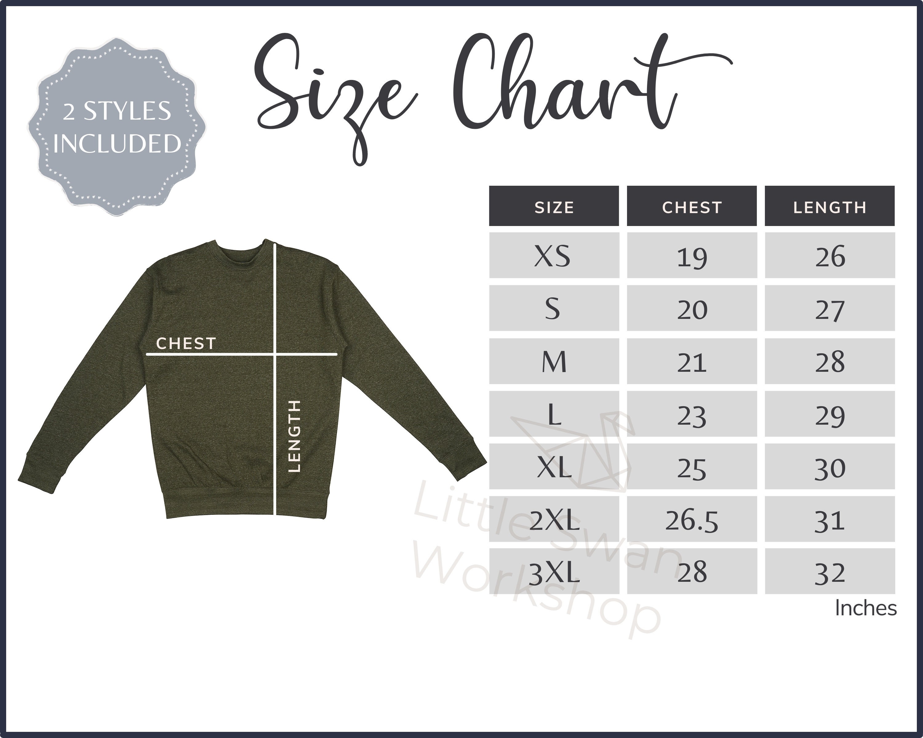 Heritage Dress Size Chart