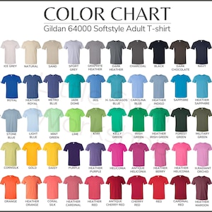 Gildan 64000 Color Chart, G640 Every Color Mockup and Color Guide ...