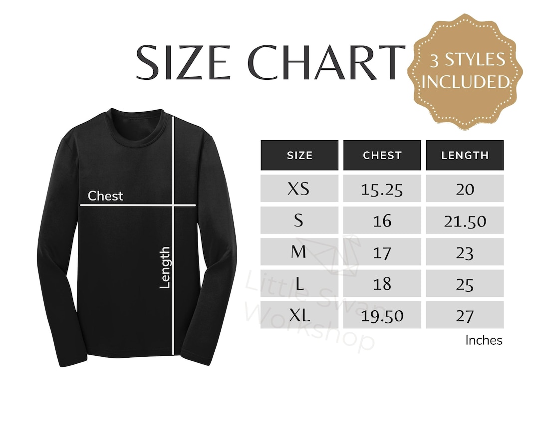 Sport-tek YST350LS Size Chart, Youth Long Sleeve Tee Size Table - Etsy