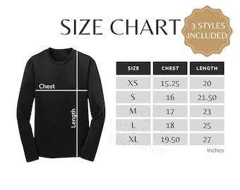 Sport-tek YST350LS Size Chart, Youth Long Sleeve Tee Size