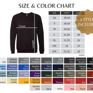 Tabla de colores de Bella Canvas 3901, guía de tallas y colores de sudaderas BC: tabla de tallas de todos los colores