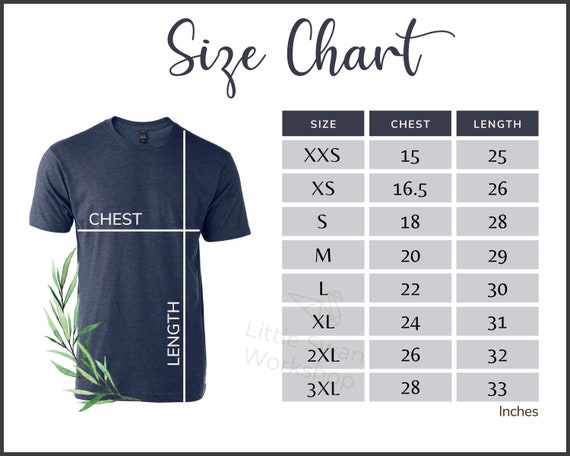Tultex 2 Size Chart Tultex 2 Unisex T Shirt Size Table Etsy