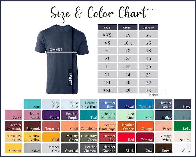 Tultex 202 Color Chart 202 Unisex T-shirt Color and Size - Etsy