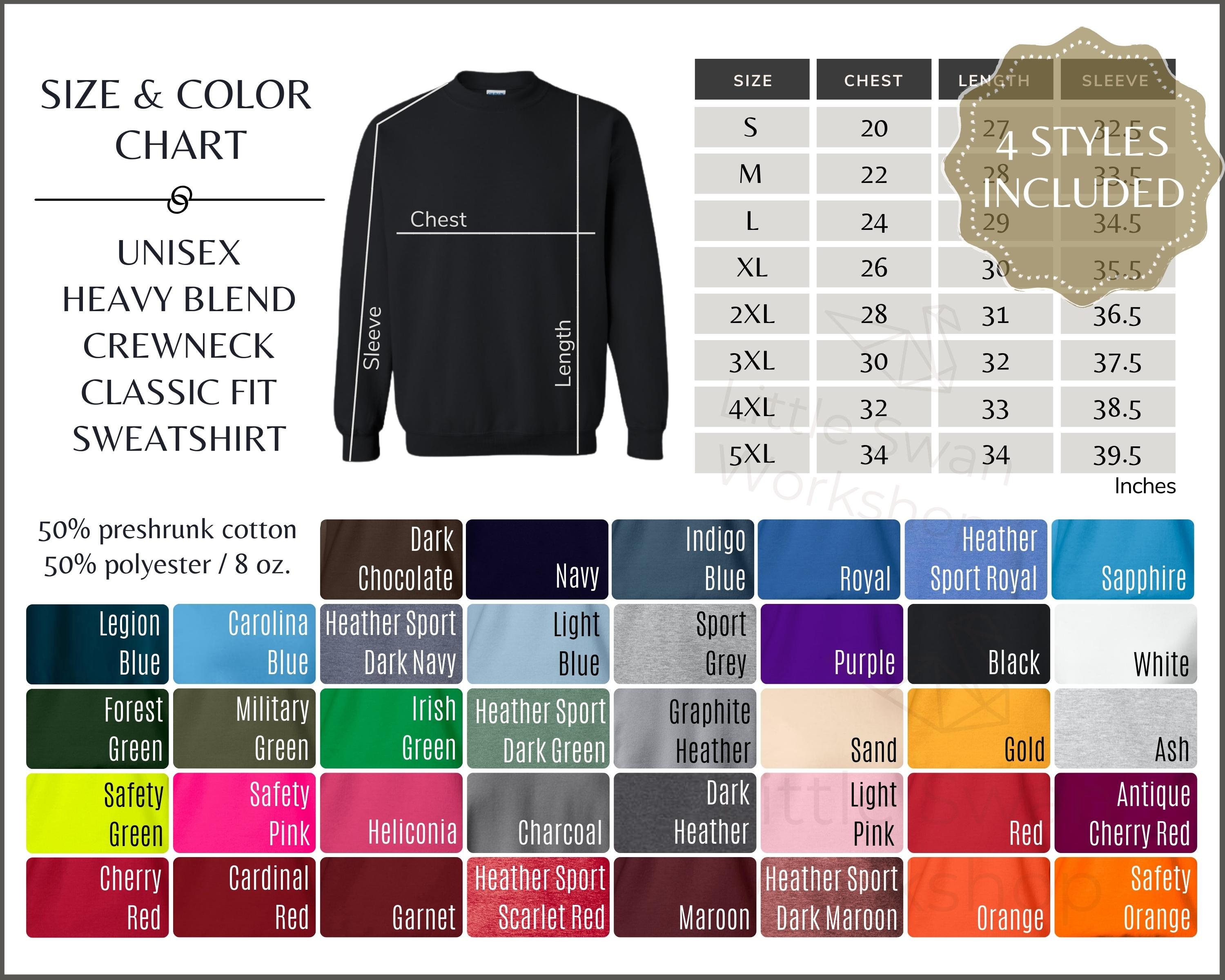 Gildan 18000 Color Chart Gildan G180 Sweatshirt Color and Size Guide Gildan 18000 Mockup Size and Color Table All Colors Updated