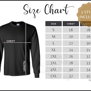 Gildan 2400 Size Chart - Gildan G240 Long Sleeve Tshirt Size Table - G2400 Size Guide