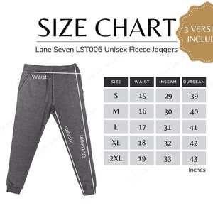 Joggers Size Chart 📍 Check the 'Size Chart' to find the right